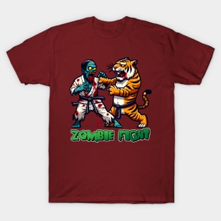 Tiger vs Zombie Fight T-Shirt